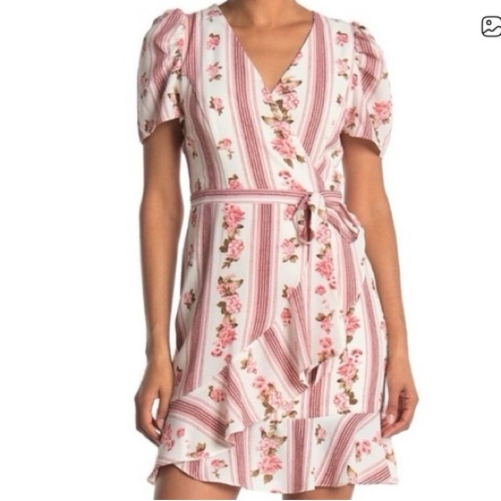Betsey Johnson Pink Floral Wrap Dress
